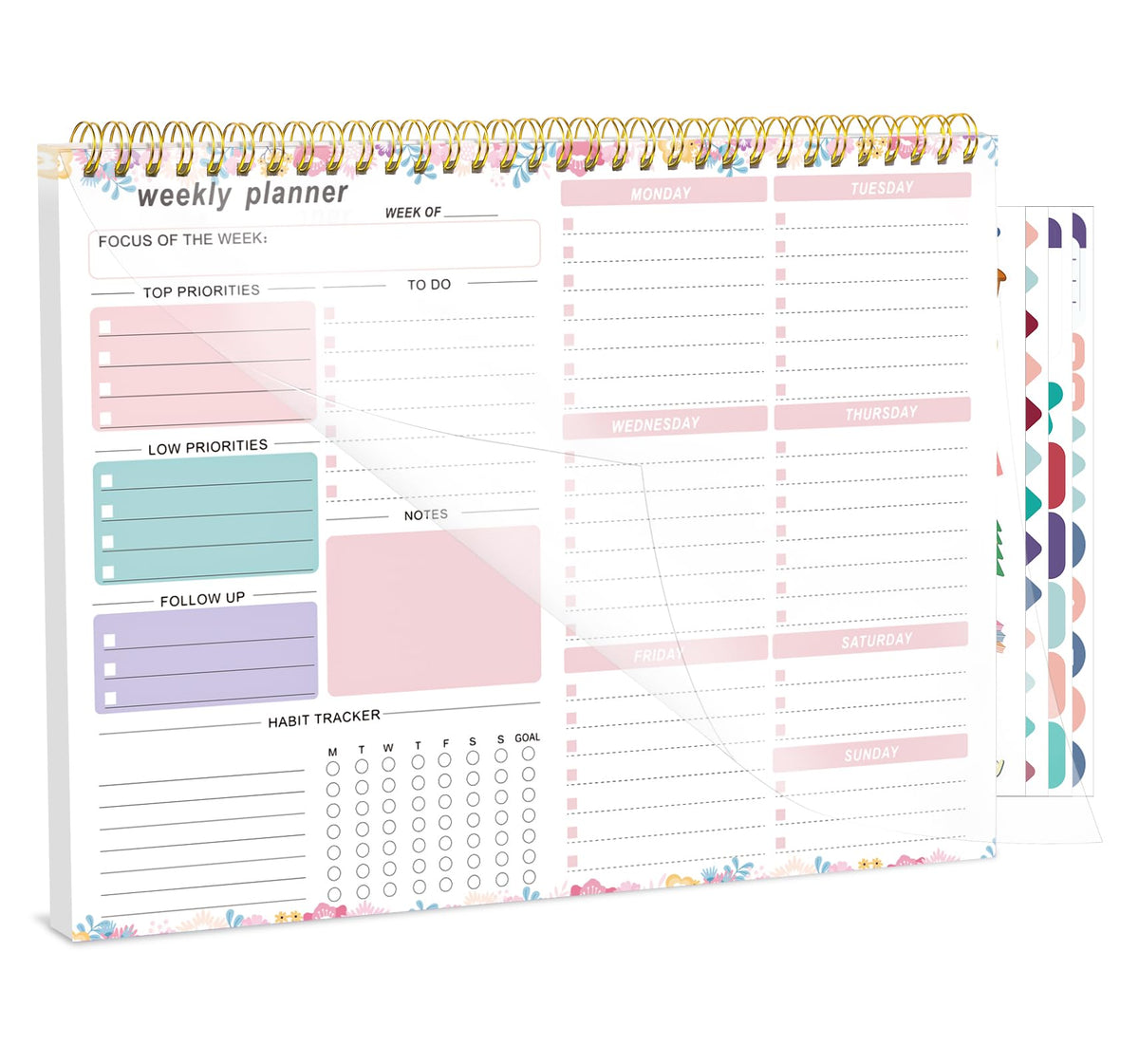 Thboxes Weekly Desk Planner, 8.5x11 In To Do List Notepad, 52 Sheets