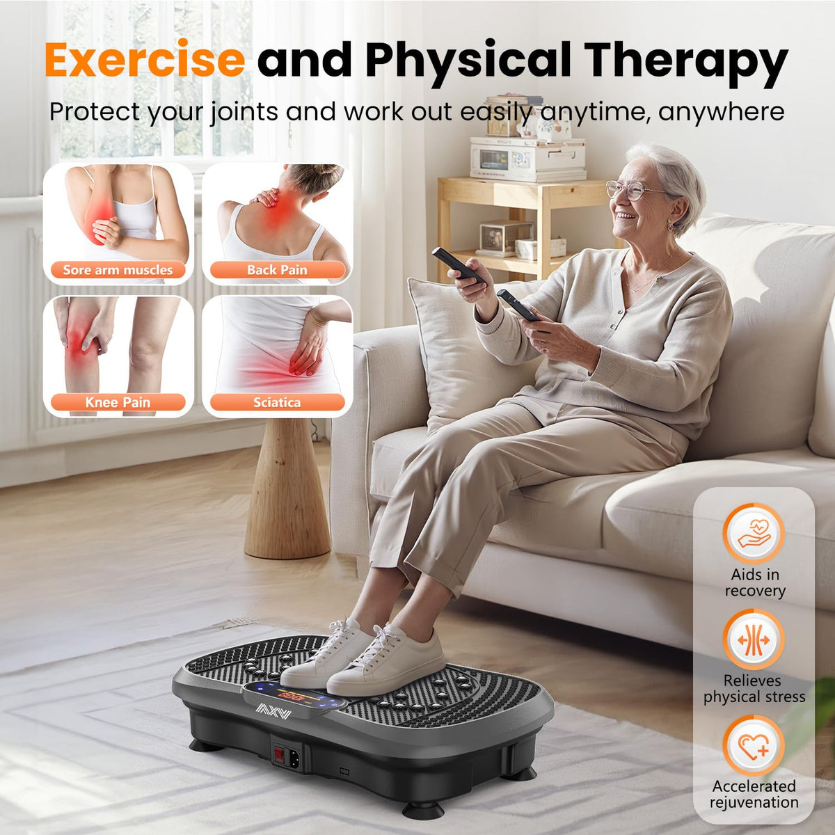 Axv Vibration Plate Fitness Platform Exercise Machine Vibrating Shaking Full Body Shaker Workout Vibrate Stand Shake Board Sport for Weight Loss Fat Burner for Gym Home Office