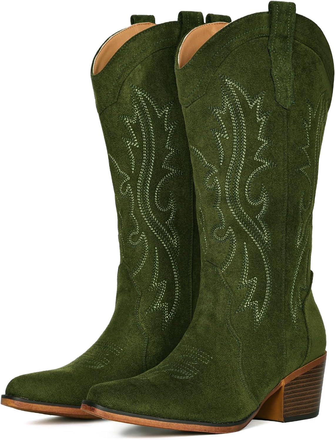 BEST SELLER - IUV Cowboy Boots For Women Western Cowgirl Boots Mid Calf Snip Toe