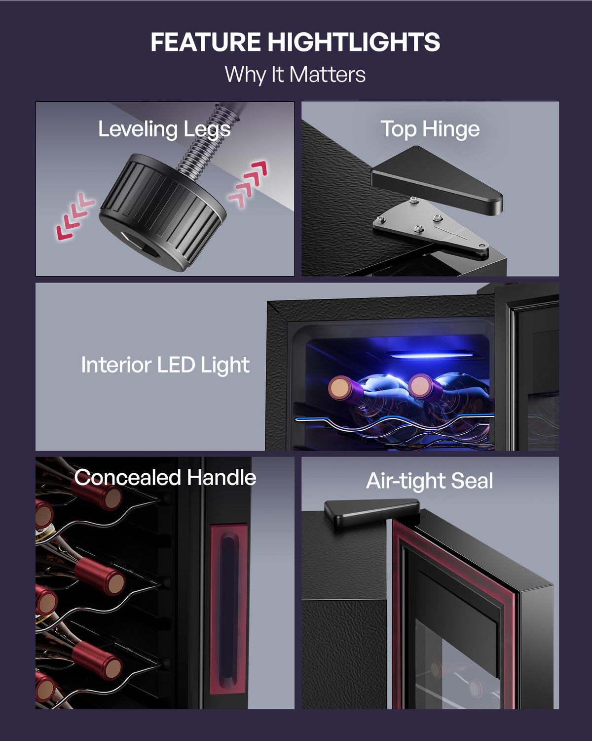 Icyglee 25 Bottle Compressor Wine Cooler Refrigerator