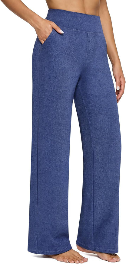 G4Free Yoga Pants for Women Wide Leg Pants with Pockets High Waisted