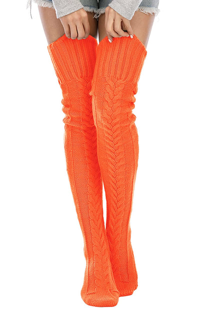 Leoparts Women's Cable Knit Thigh High Socks Over Knee Leg Warmer Stockings