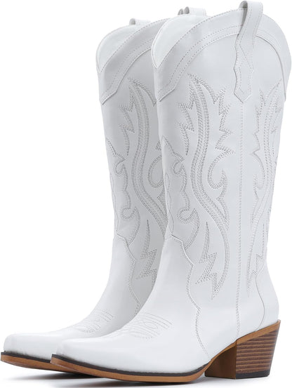 BEST SELLER - IUV Cowboy Boots For Women Western Cowgirl Boots Mid Calf Snip Toe
