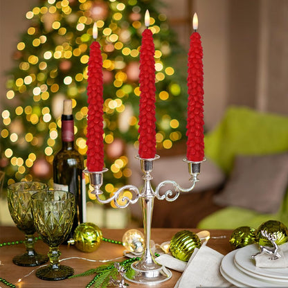 Green Christmas Tree Flameless Taper Candles Battery Operated Remote Timer