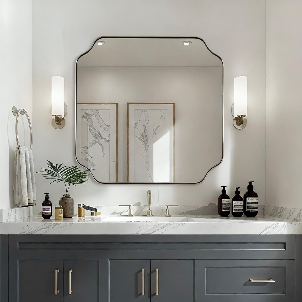 Andy Star Unique Rectangle Wall Mirror, 24"X32"