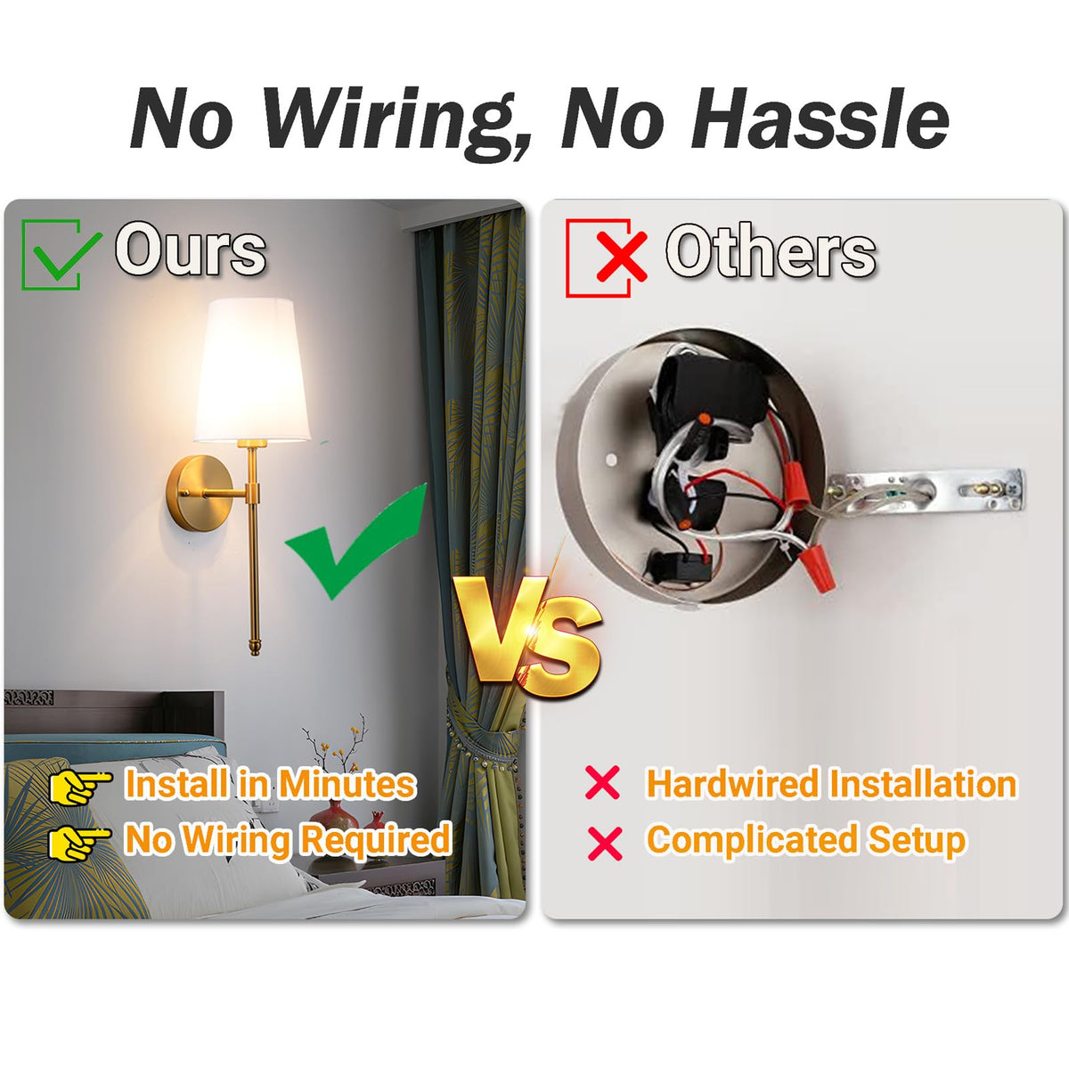 Yhcdlamp Battery Operated Wall Sconce Light with Remote Control, Dimmable Wall Sconce Set of 2