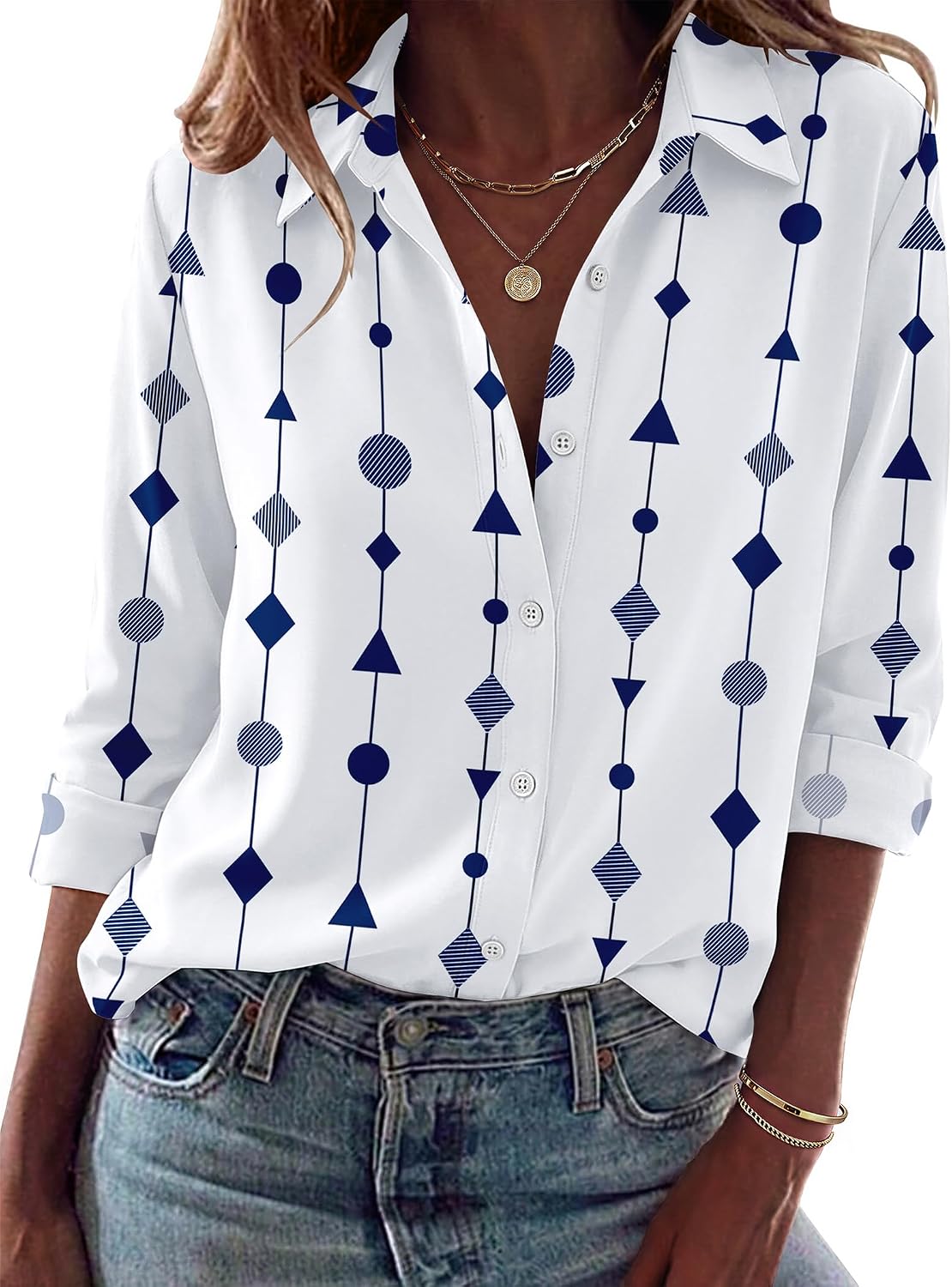 Zeagoo Blouses for Women Dressy Casual Long Sleeve Button Down Shirts Tops