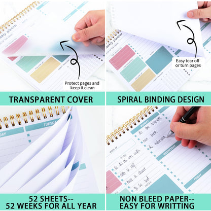 Thboxes Weekly Desk Planner, 8.5x11 In To Do List Notepad, 52 Sheets