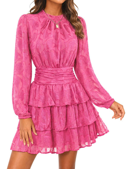 Wenrine Womens Long Sleeve Lace Mini Dress