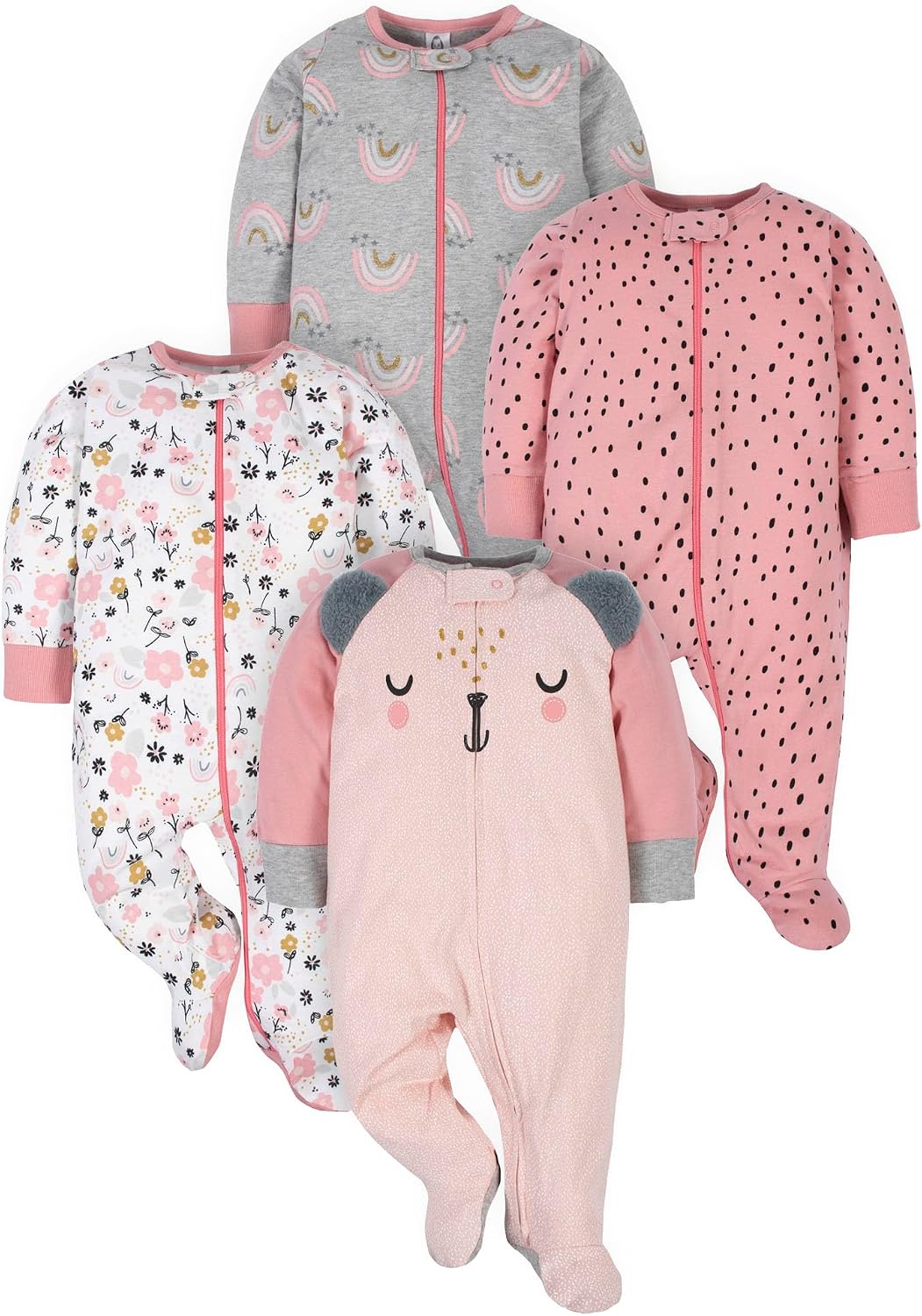 Gerber Baby Girls 4-Pack Sleep 'N Play Footie