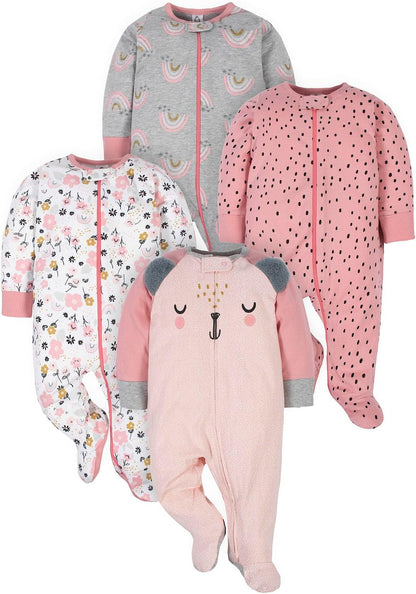 Gerber Baby Girls 4-Pack Sleep 'N Play Footie