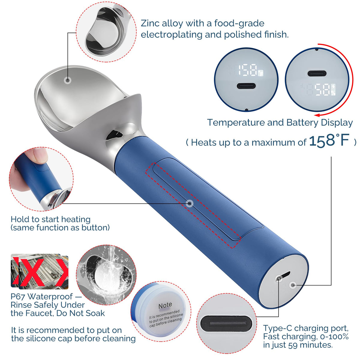 Heated Ice Cream Scoop Rechargeable