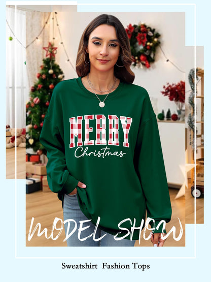 Christmas Shirts For Women Merry Christmas Graphic Crewneck Sweatshirt Tops