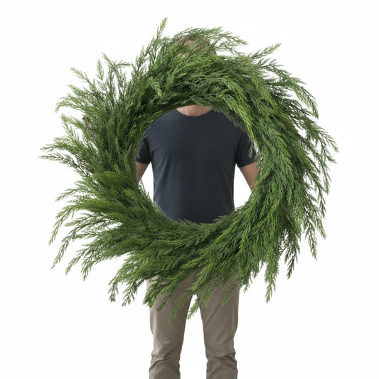 Wavwavw 48" Christmas Large Norfolk Pine Wreath for Front Door