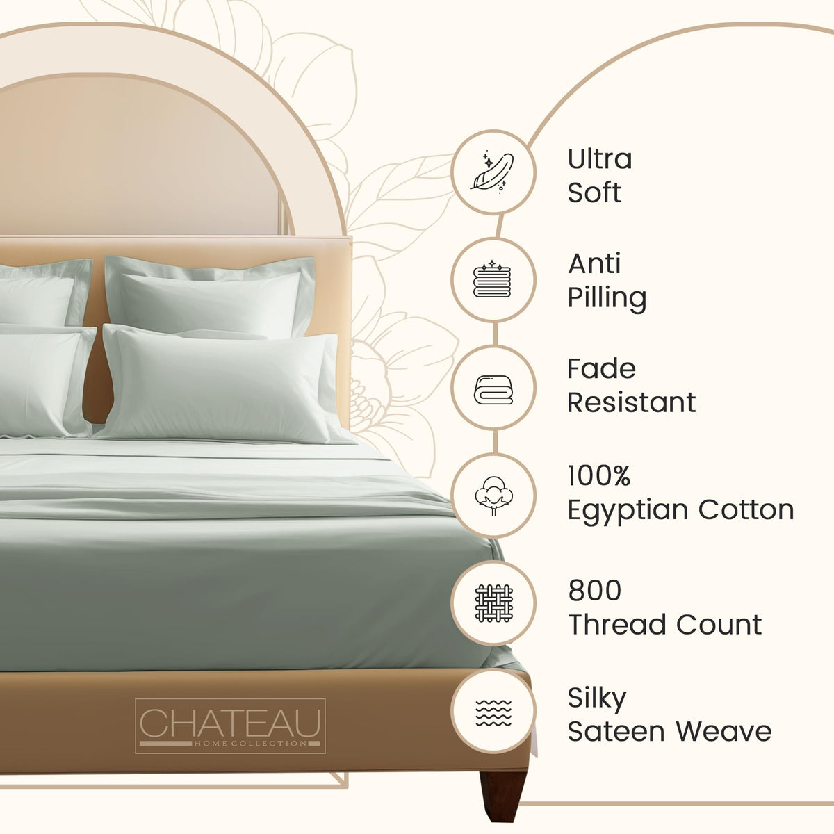 100% Egyptian Cotton Sheets King Size Sheets Set with Fully Elasticated 15" Deep Fitted Sheet & Pillowcases