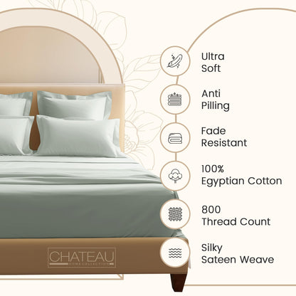 100% Egyptian Cotton Sheets King Size Sheets Set with Fully Elasticated 15" Deep Fitted Sheet & Pillowcases