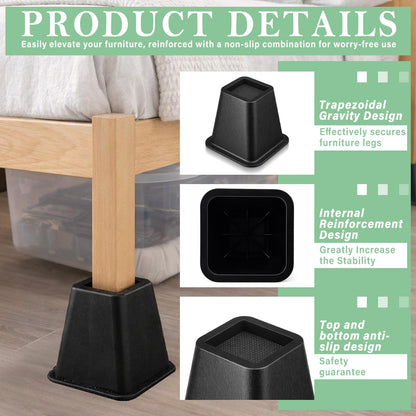 Novabright 4 Pack 12 Inch College Dorm Bed Risers