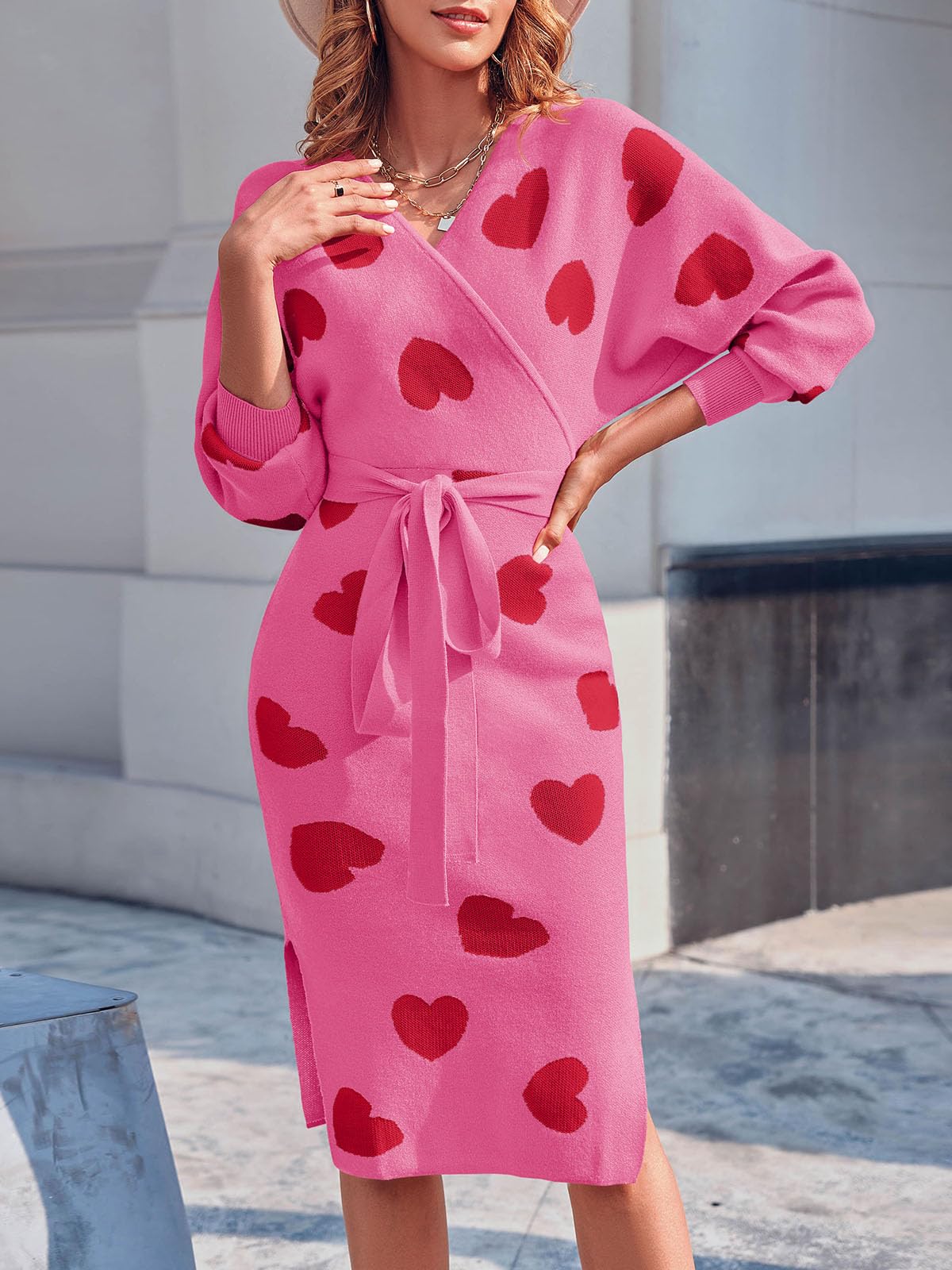 Womens Maxi Sweater Dress Long Sleeve Batwing Wrap V Neck Fall Dresses