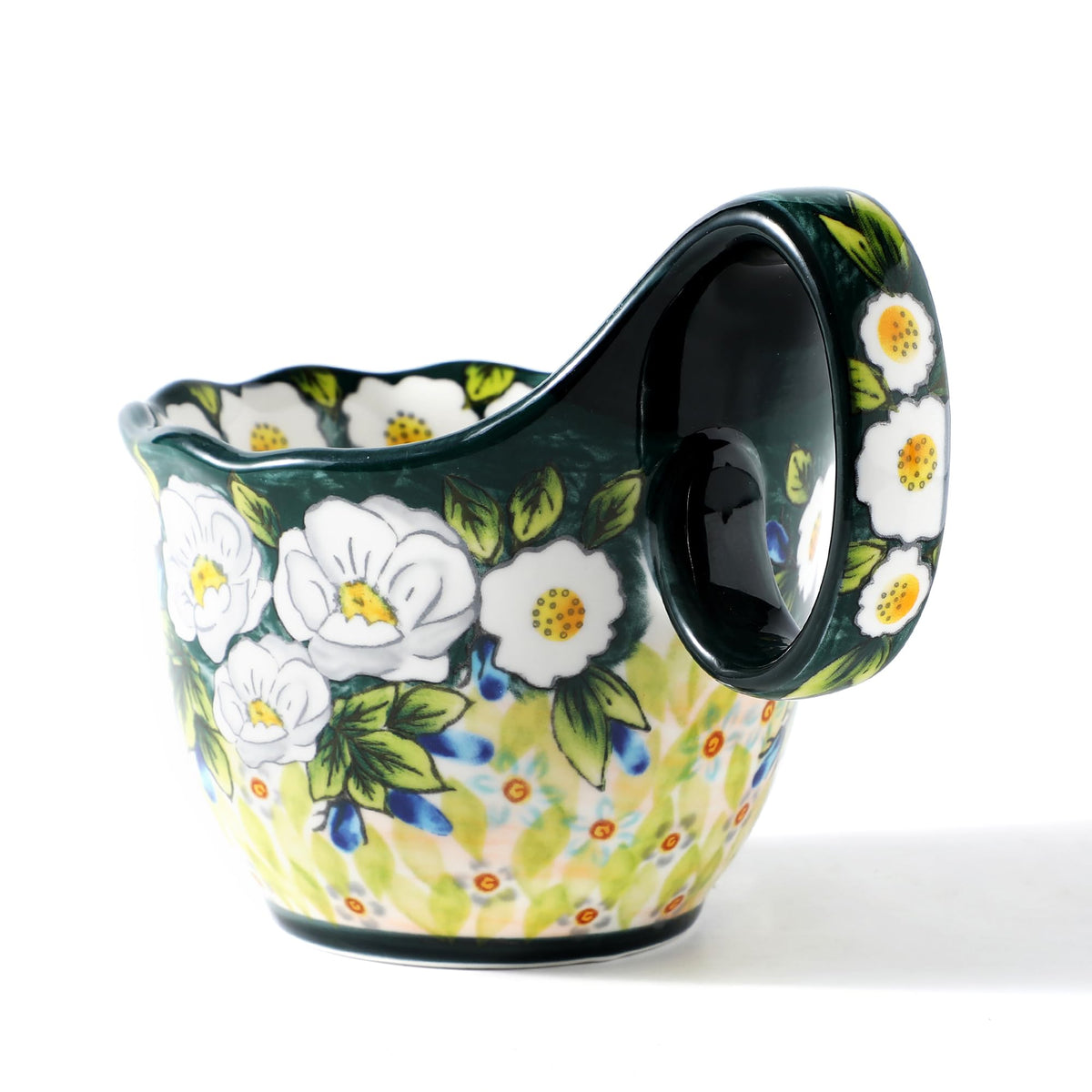 Alma Handpainted Microwavable Soup Bowl with Loop Handle 18.6Oz, Cereal Bowl with Handle