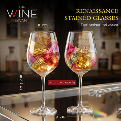 Artisanal Hand Painted Stemless Wine Glasses