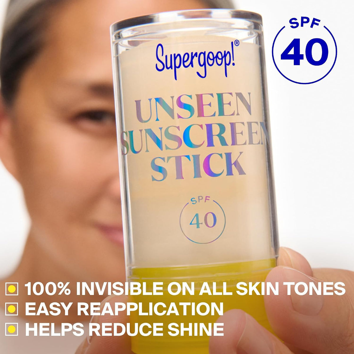 Supergoop! Unseen Sunscreen Face Stick SPF 40, Clear, Broad Spectrum 0.7 oz
