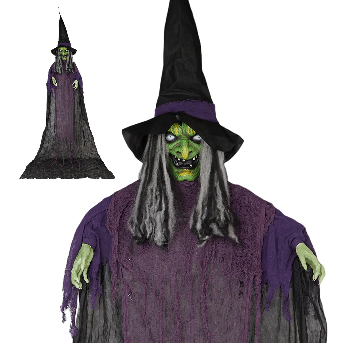 Aw 9Ft Animatronics Flying Witch Hovering Broom Animated Ac 100V-240V Halloween Outdoor Decoration Motion Activated