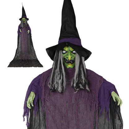 Aw 9Ft Animatronics Flying Witch Hovering Broom Animated Ac 100V-240V Halloween Outdoor Decoration Motion Activated