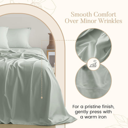 100% Egyptian Cotton Sheets King Size Sheets Set with Fully Elasticated 15" Deep Fitted Sheet & Pillowcases