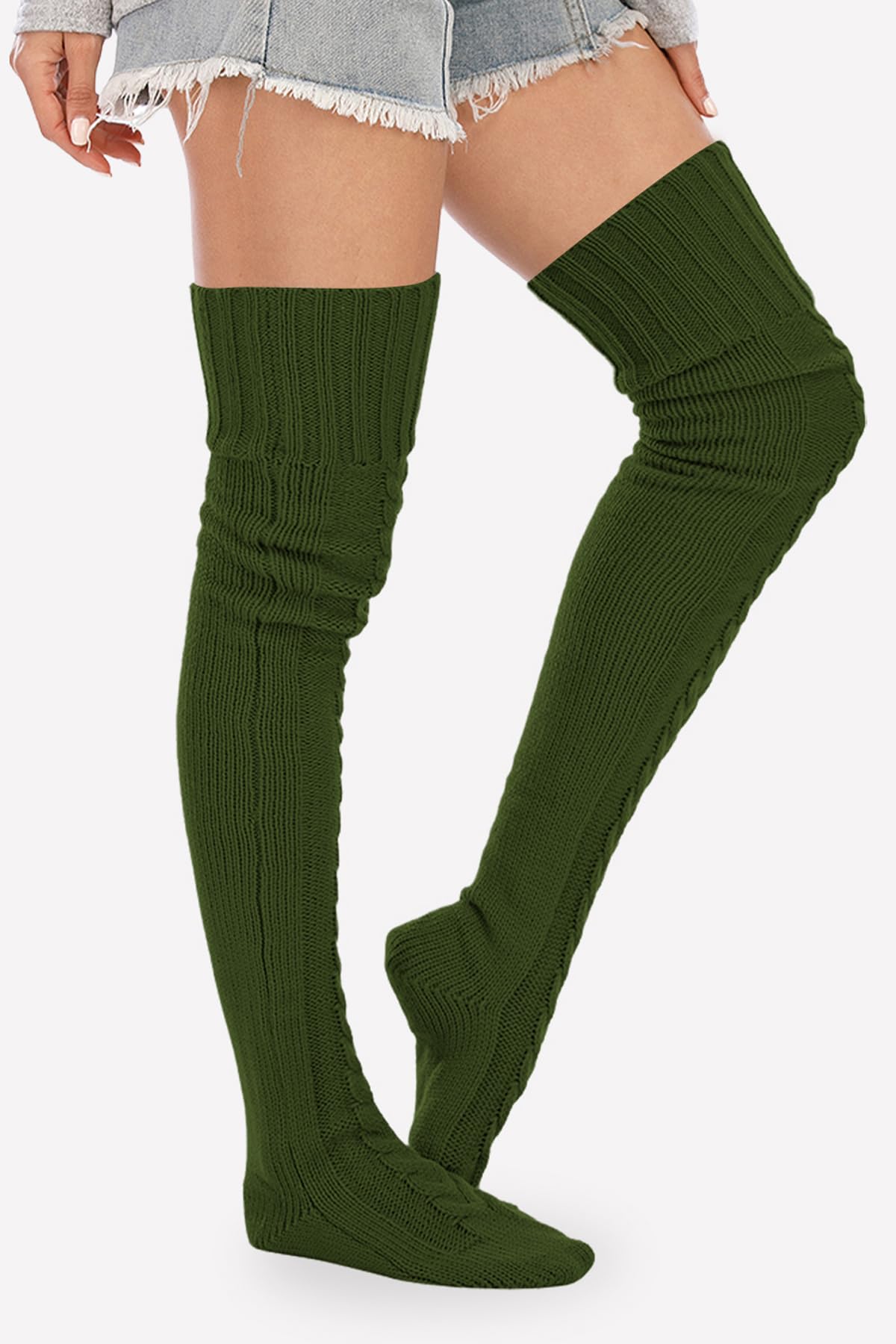 Leoparts Women's Cable Knit Thigh High Socks Over Knee Leg Warmer Stockings