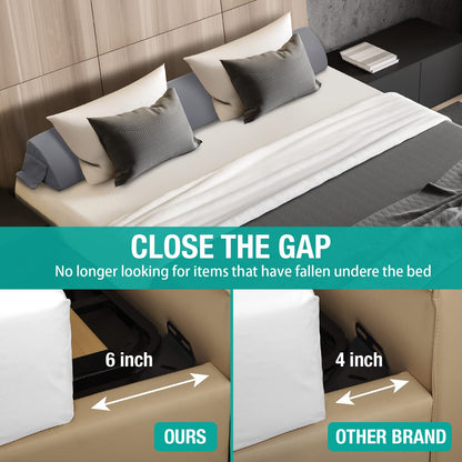 Vekkia King Bed Wedge Pillow for Headboard Gap, 0–6" Gap Filler with Side Pockets & Washable Cover, Gray 76"X10"x6"