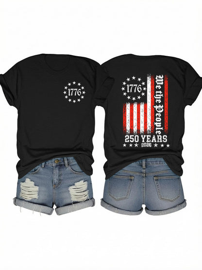 American Flag Shirts for Women 4th of July T-Shirts Usa Graphic Tees Casual Blouse Tops