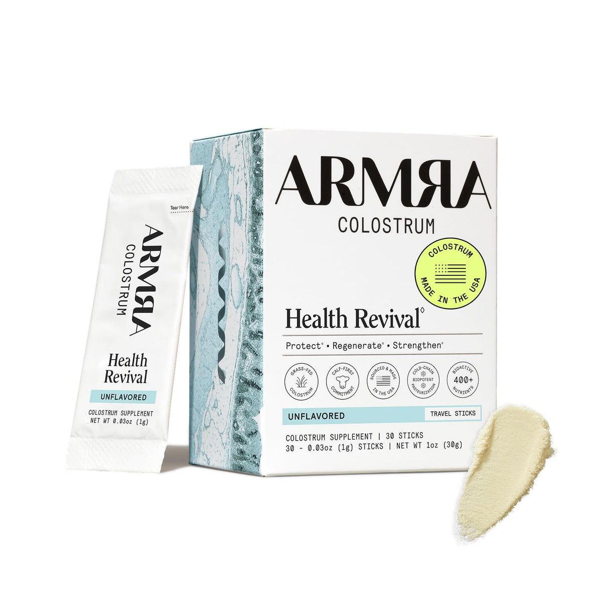 Armra Colostrum Powder | Blood Orange | Gut Health & Bloating | Skin & Hair | Immunity | Keto, Gluten & Fat-Free | 30 Servings
