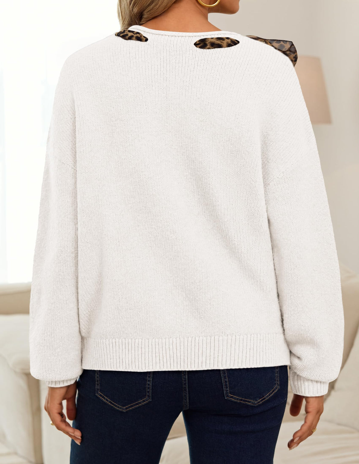 ZESICA Women's Fall Winter Cute Bow Tie Oversized Sweaters