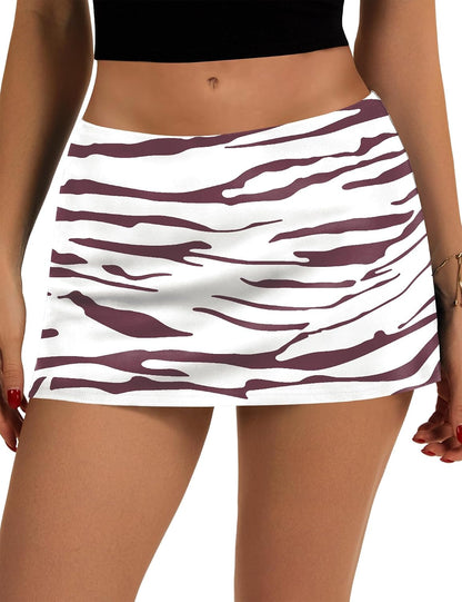 LOMON Women's Low Rise Micro Mini Skirt with Built-in Shorts & Pockets