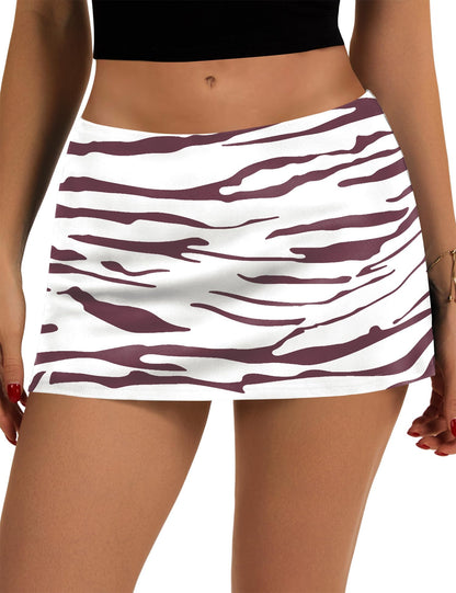 LOMON Women's Low Rise Micro Mini Skirt with Built-in Shorts & Pockets