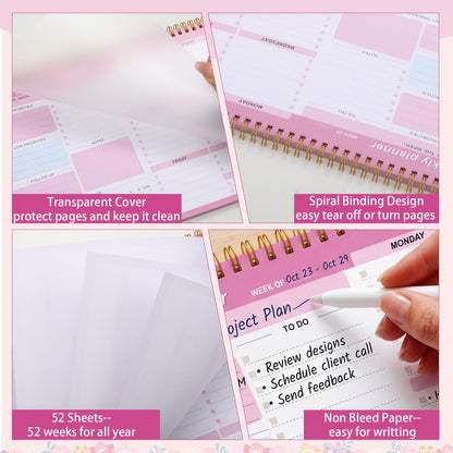 Thboxes Weekly Desk Planner, 8.5x11 In To Do List Notepad, 52 Sheets