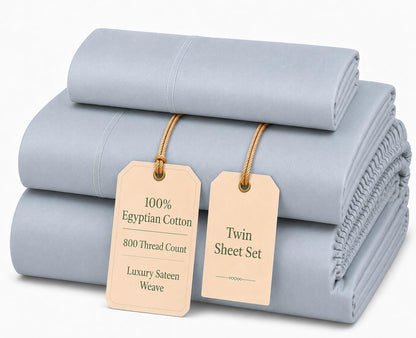 100% Egyptian Cotton Sheets King Size Sheets Set with Fully Elasticated 15" Deep Fitted Sheet & Pillowcases