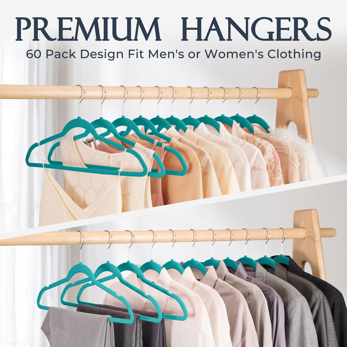 House Day Black Velvet Hangers 60 Pack