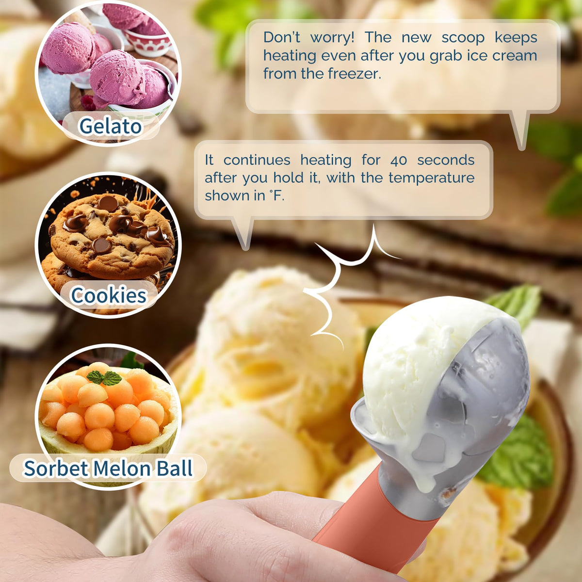 Heated Ice Cream Scoop Rechargeable