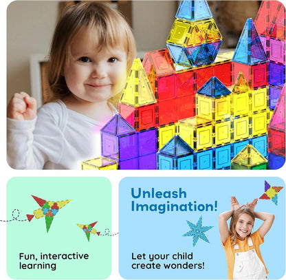 Picassotiles 100 Piece Set 100pcs Magnet Building Tiles Clear Magnetic 3D Blocks Construction Playboards, Creativity Beyond Imagination, Inspirational, Recreational, Educational Conventional