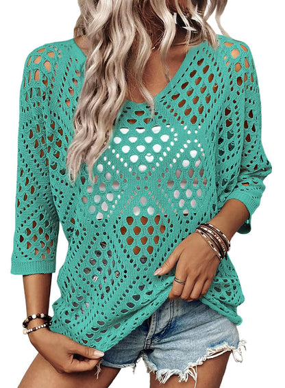 SHEWIN - Hollow Out Beach Crochet Top