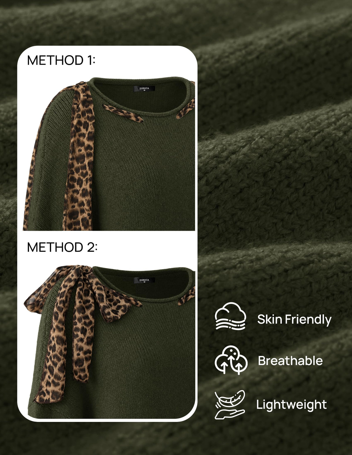 ZESICA Women's Fall Winter Cute Bow Tie Oversized Sweaters