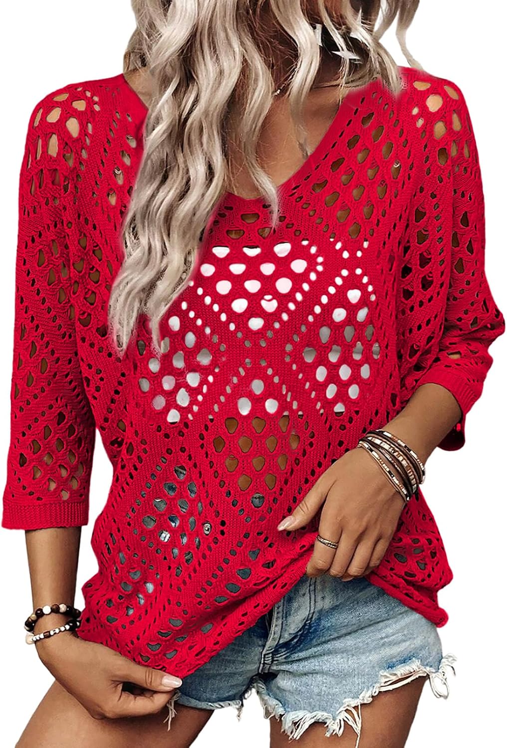 SHEWIN - Hollow Out Beach Crochet Top