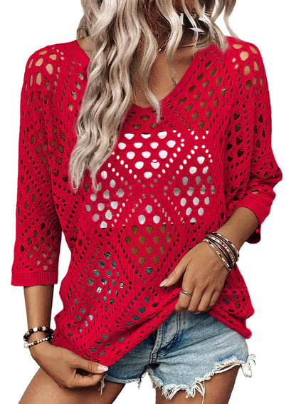 SHEWIN - Hollow Out Beach Crochet Top