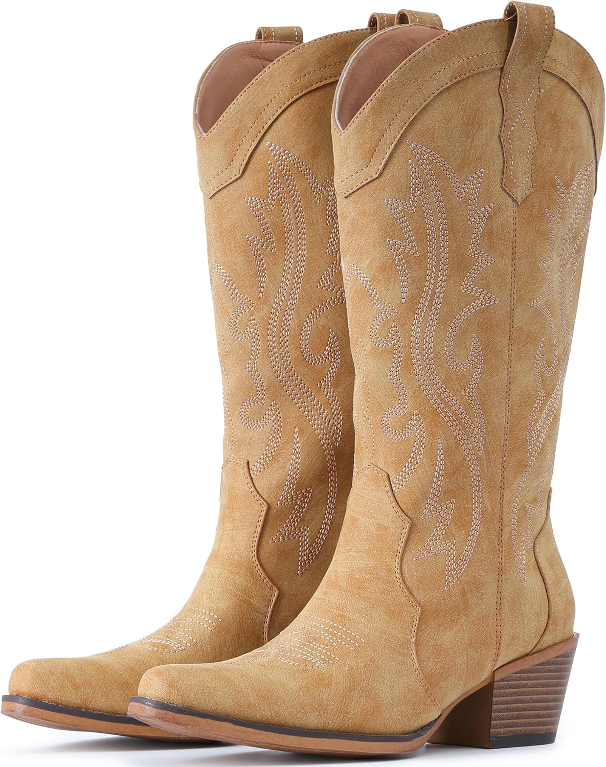 BEST SELLER - IUV Cowboy Boots For Women Western Cowgirl Boots Mid Calf Snip Toe
