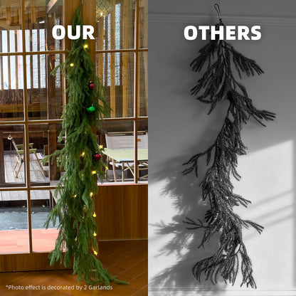 CLEANGOR 2Pcs 9FT Norfolk Pine Garlands for Christmas Decorations Indoor