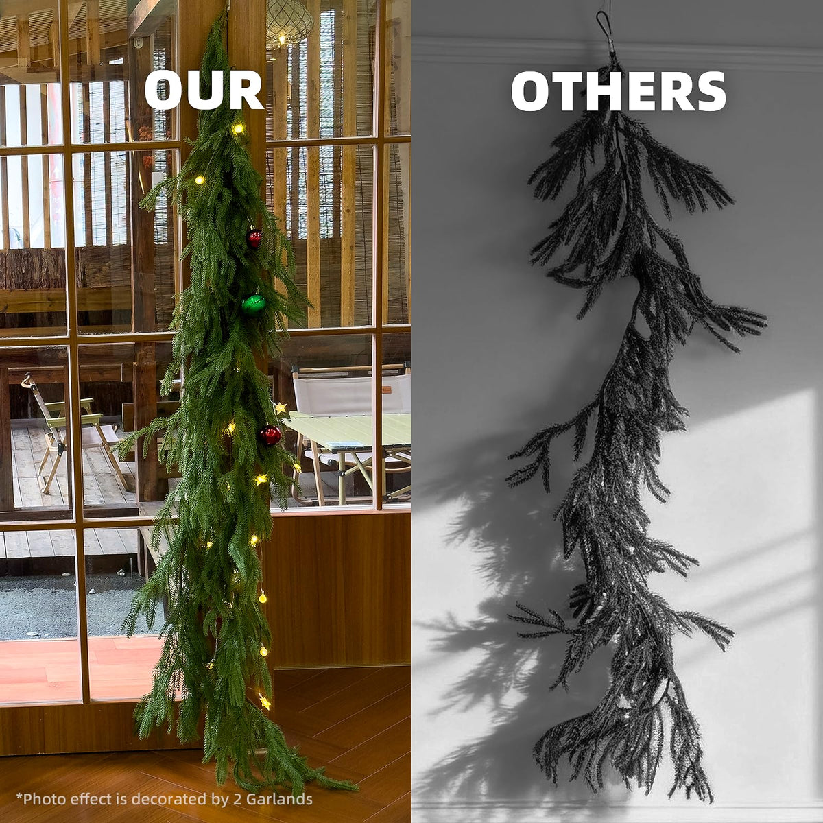 CLEANGOR 2Pcs 9FT Norfolk Pine Garlands for Christmas Decorations Indoor