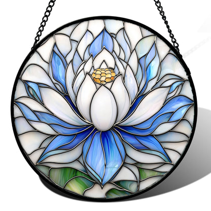 Stained Glass Window Hanging - Golden Christmas Tree Suncatcher for Doors Home Christmas Decoration Winter Sun Catcher Thanksgiving New Year Birthday Gifts for Women Men Mom Nana Girl 7.8 In