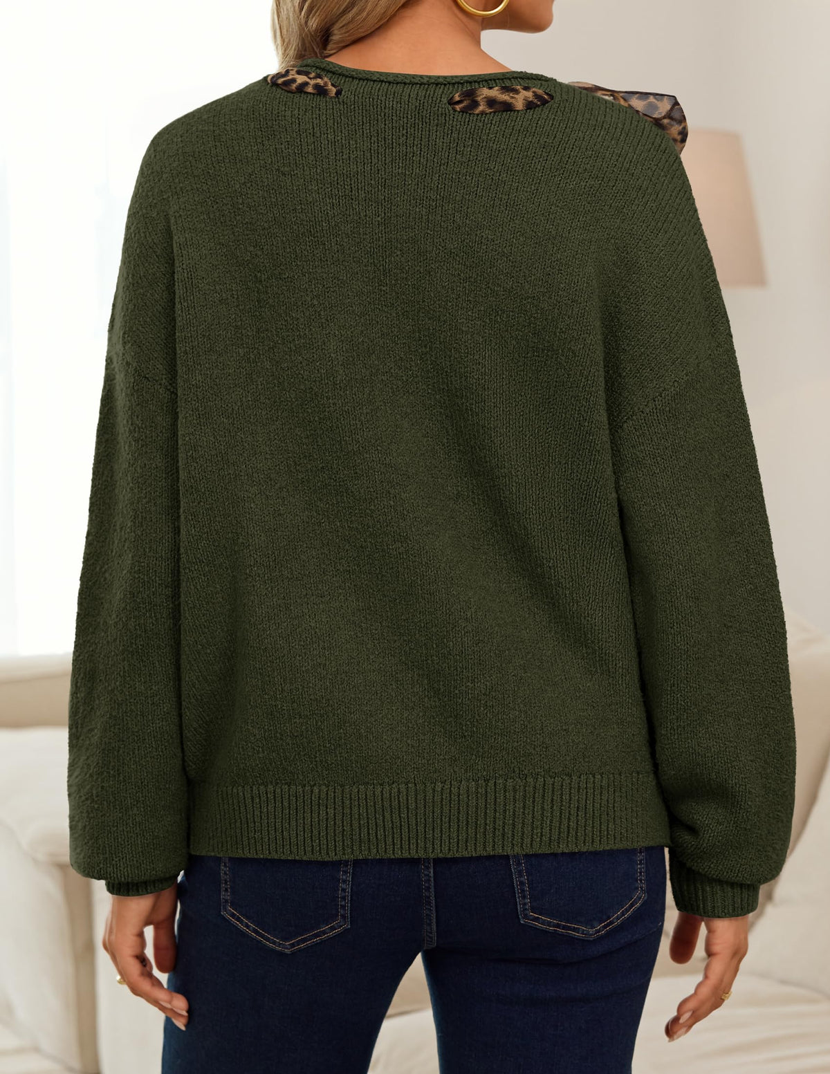 ZESICA Women's Fall Winter Cute Bow Tie Oversized Sweaters