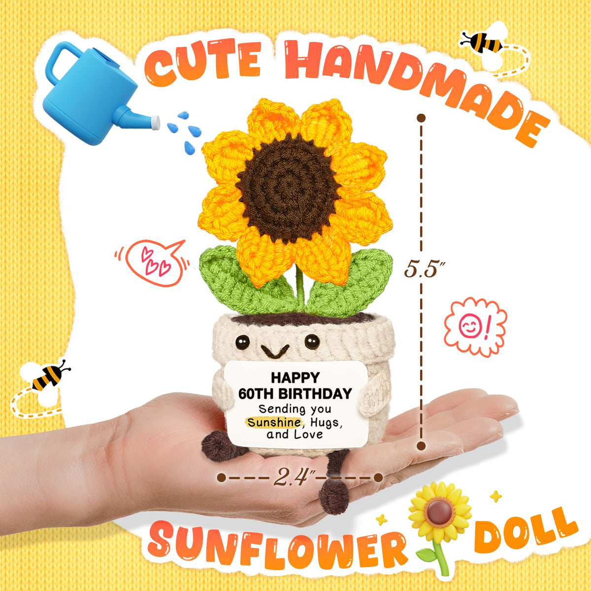 Handmade Positive Sunflower Crochet Decor